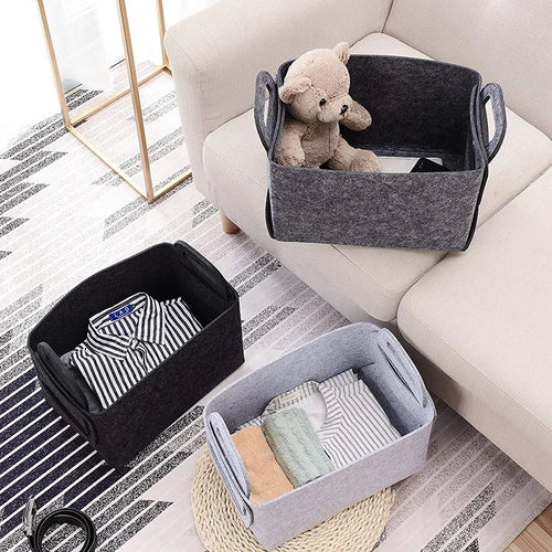 panier de rangement en feutre pour jouets livres et vêtements - vue 2 sur 8