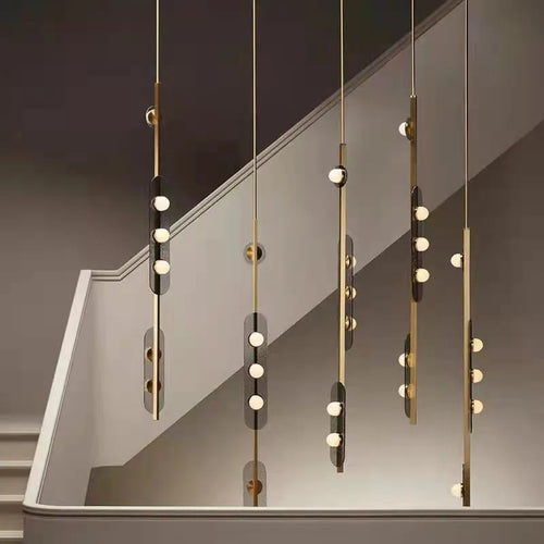 lustre led art déco style 	 suspension - vue 4 sur 8