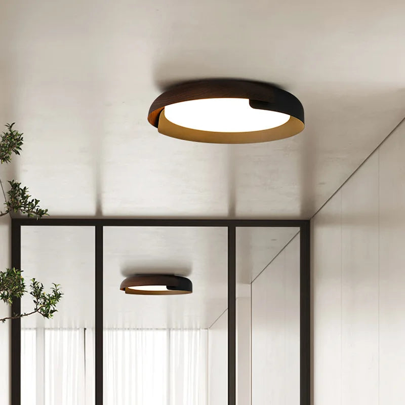 plafonnier nordique en bois pour décoration intérieure et éclairage LED - vue 3 sur 9