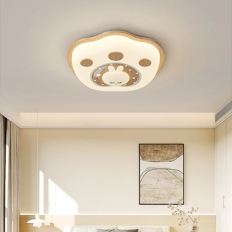 plafonnier nordique led en bois massif avec motifs de cerf et élan - vue 4 sur 9