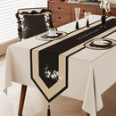 Chemin de table lin motifs floraux vintage campagne
