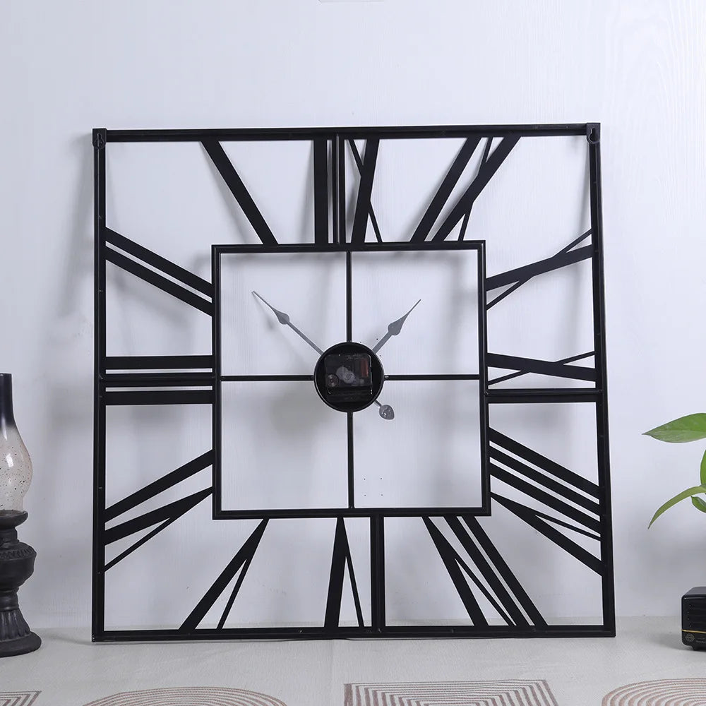 horloge murale moderne 3D rétro carrée chiffres romains décoration silencieuse - vue 6 sur 9