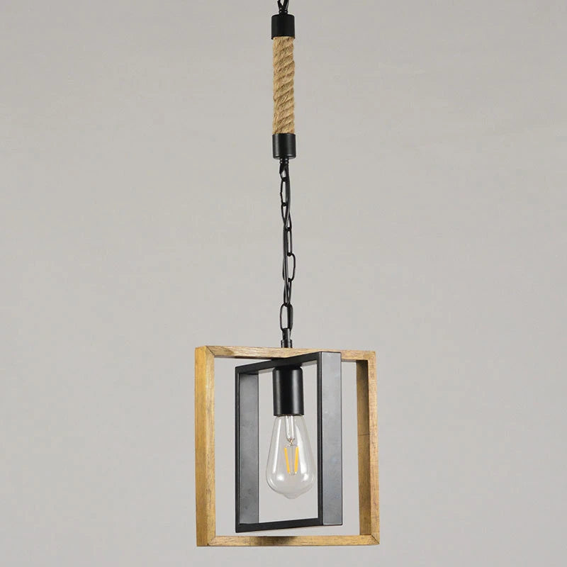 suspension vintage en bois et métal pour restaurant américain - vue 8 sur 9