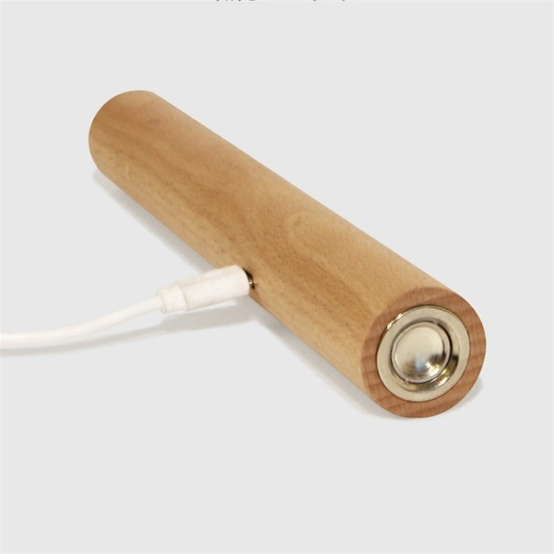 applique murale magnétique rotative en bois avec chargement usb et gradation tactile - vue 5 sur 7