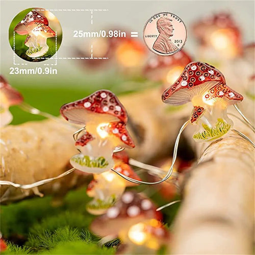 guirlande lumineuse champignon féerique en fil de cuivre à piles - vue 6 sur 6