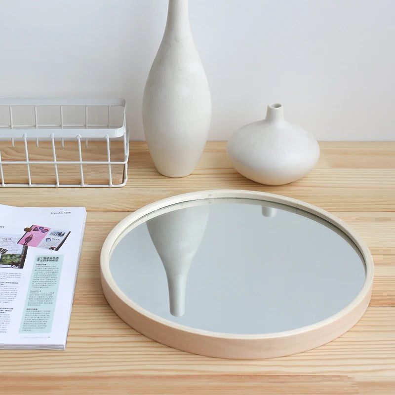 miroirs décoratifs ronds en bois nordique pour intérieur - vue 3 sur 8