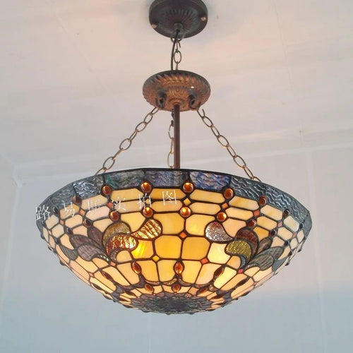 lustre en verre tiffany classique style européen pour décoration intérieure - vue 3 sur 6