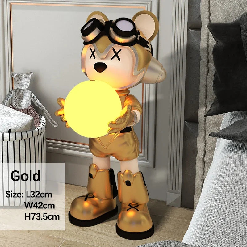 lampadaire ours interstellaire lumineux pour enfants décoratif - vue 8 sur 10