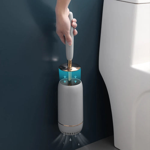 brosse de toilette murale sans perforation en silicone avec manche long - vue 3 sur 9