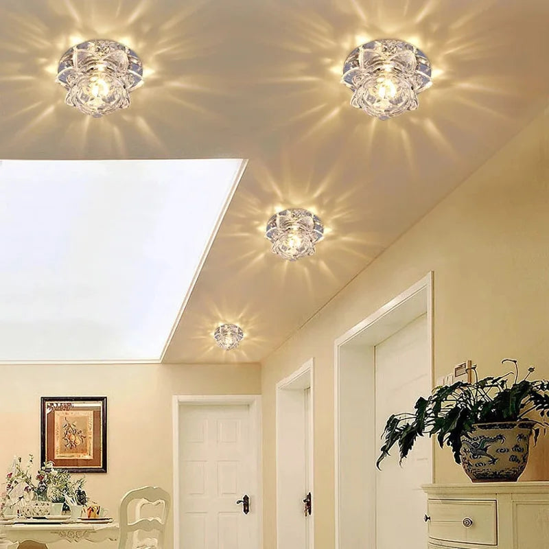 plafonnier led en cristal pour décoration intérieure moderne