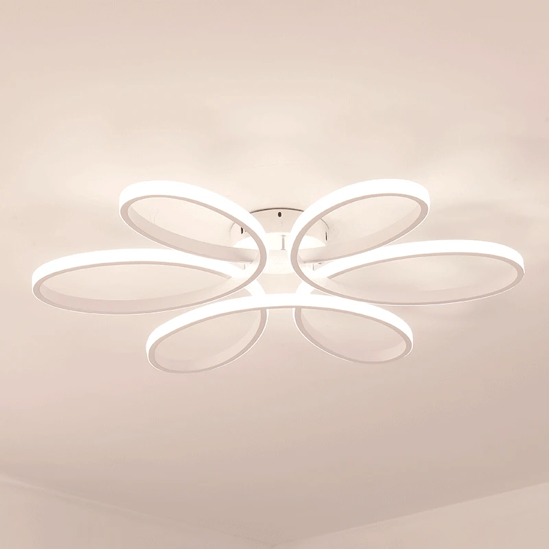 lustre moderne nordique led télécommande en forme de fleur - vue 5 sur 9