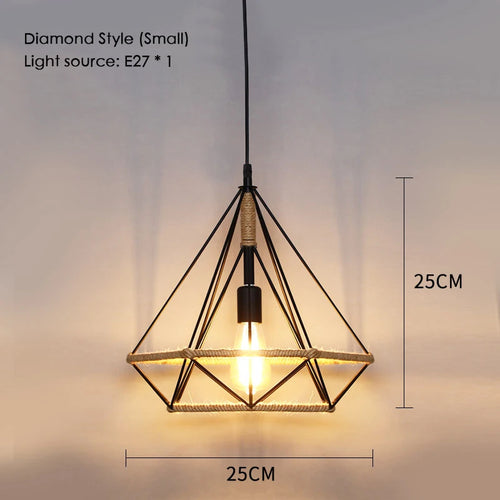 Sisal chanvre corde suspension plafonnier Lustre suspendu Lustre fer main tressage rustique rétro pour salle à manger décor