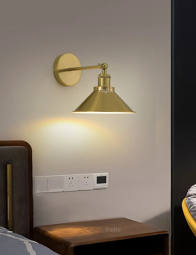 applique murale rétro réglable en fer et laiton décorative à LED - vue 6 sur 8