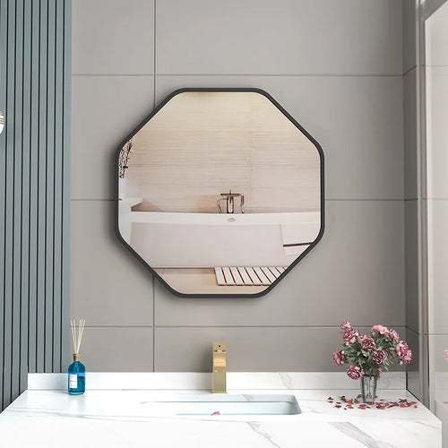 miroir irrégulier avec support de rangement pour maquillage - vue 2 sur 6