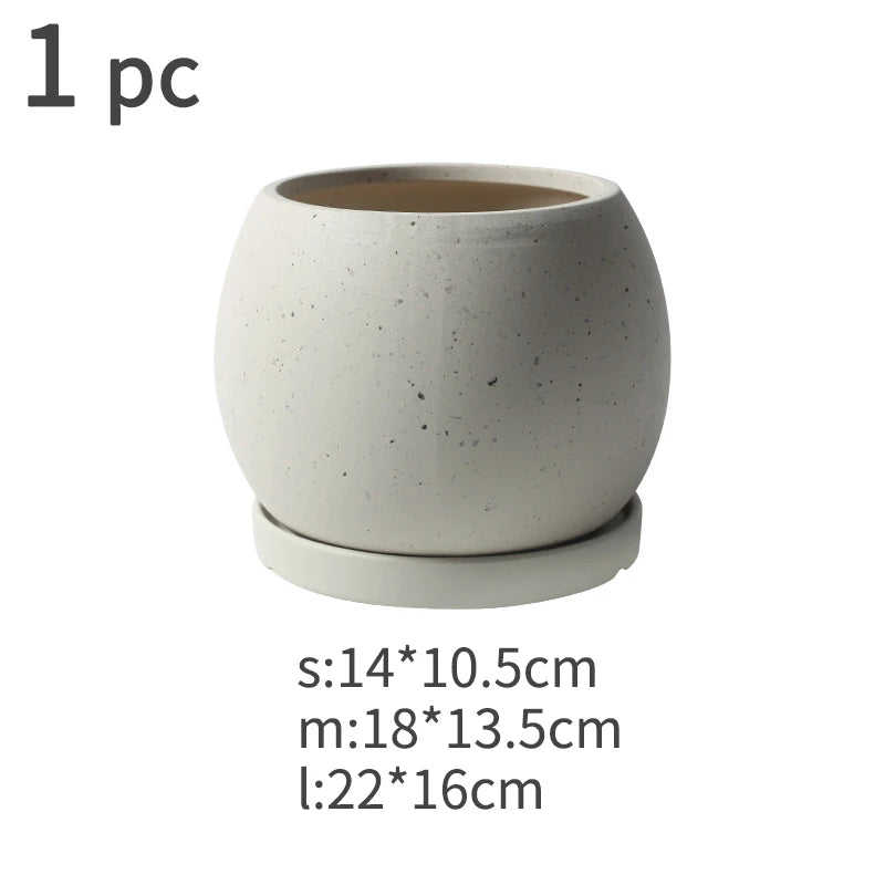 pots de fleurs en céramique moderne avec plateau décoratif pour plantes - vue 11 sur 11