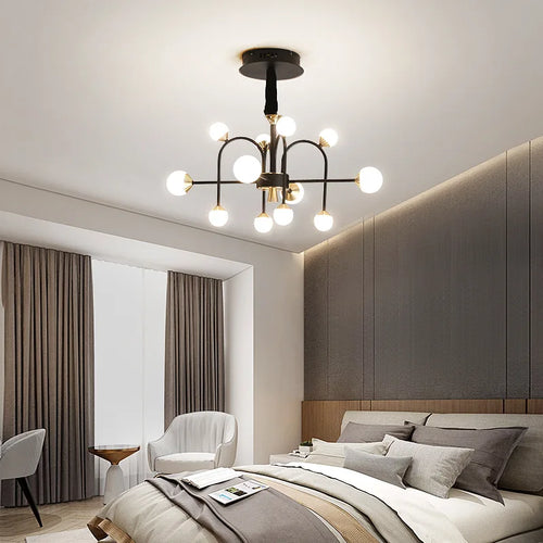 lustre boule de verre moderne simple et luxueux style nordique - vue 6 sur 13