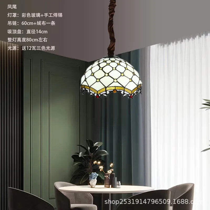 lustre rétro en verre teinté style méditerranéen pour restaurant et hall - vue 18 sur 18