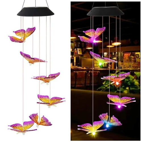 lampe solaire led colorée avec boule cristal papillon pour jardin - vue 11 sur 12