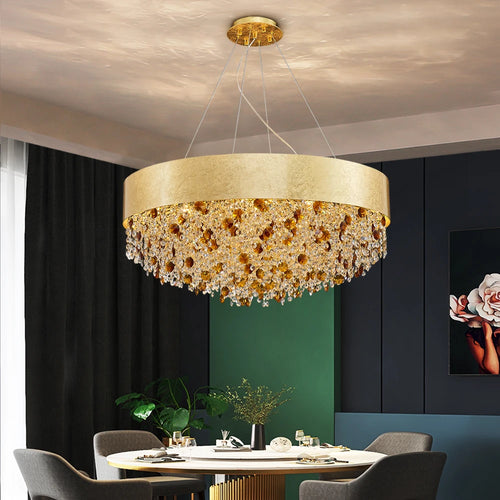 lustre en cristal moderne led avec intensité variable - vue 3 sur 10