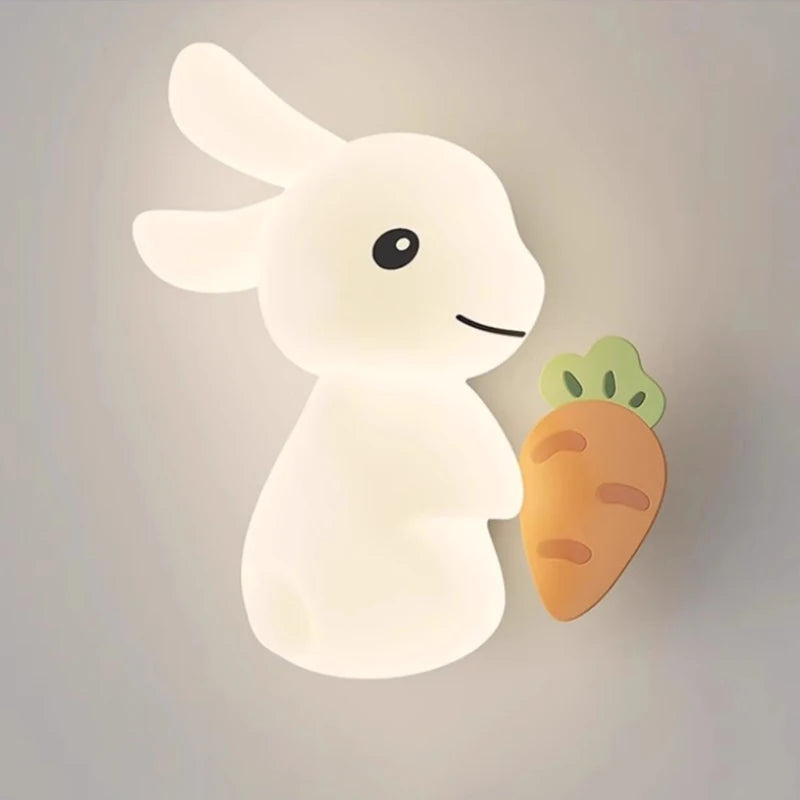 Applique murale de lapin mignon LED lampe de chambre d'enfant moderne Simple chaud chambre de bébé pépinière petite fille garçon chambre chevet appliques murales - vue 6 sur 12
