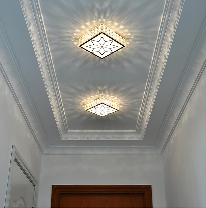 Plafonnier en cristal moderne salon couloir rond plafonnier carré chambre escaliers Vestibule montage en Surface balcon allée - vue 3 sur 8