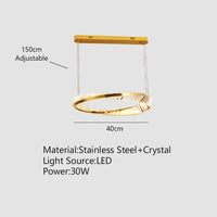 suspension led doré design moderne avec cristal élégant