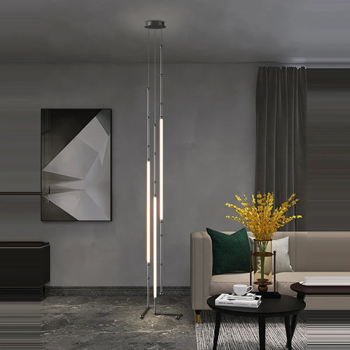 lustre art déco en métal noir avec éclairage led - vue 2 sur 16