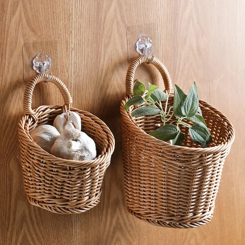 panier de rangement tissé à suspendre mural portable - vue 2 sur 9