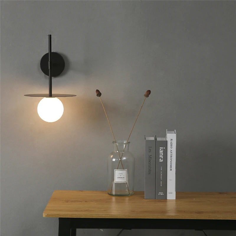 applique murale circulaires en fer et verre led personnalisables - vue 3 sur 8