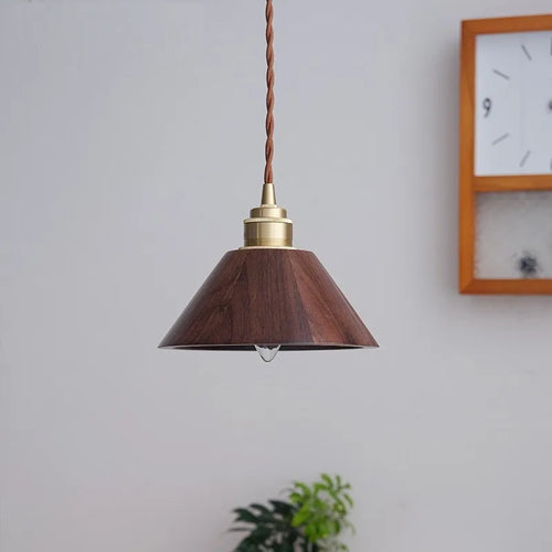 suspension led en bois moderne design nordique loft - vue 2 sur 8