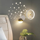 applique murale led créative lune astronaute décoration pour enfant