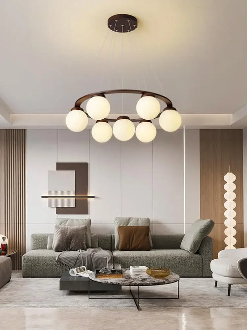 lustre en bois design pour décoration contemporaine maison - vue 6 sur 14