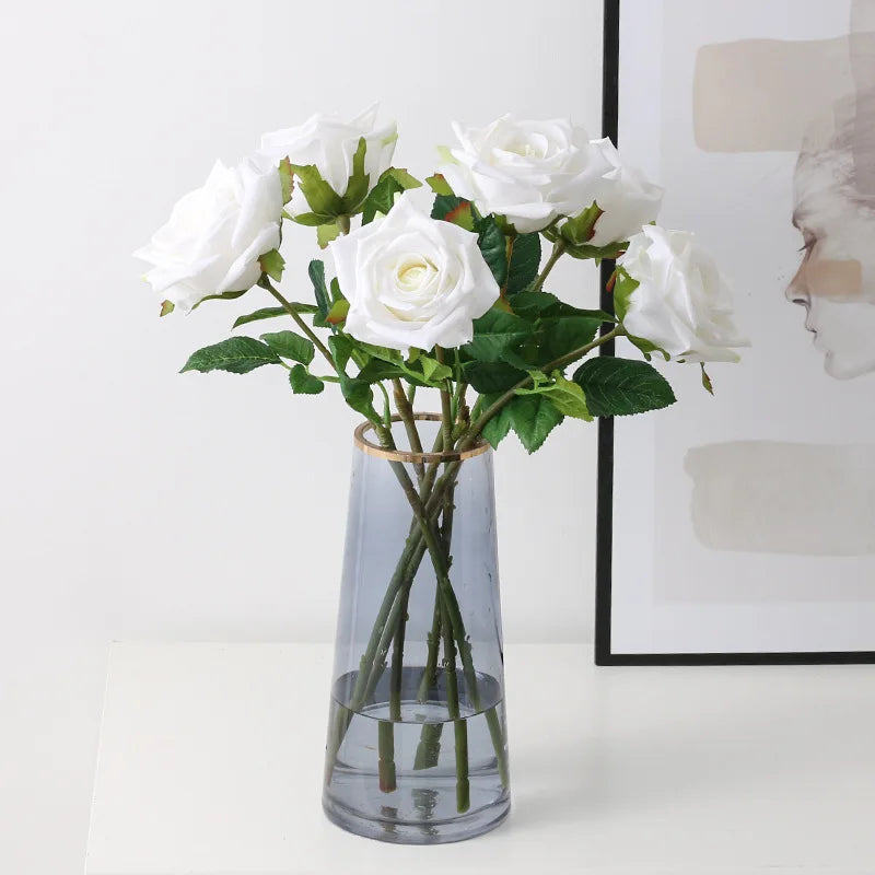 fleurs de roses artificielles en latex pour décoration élégante - vue 5 sur 11