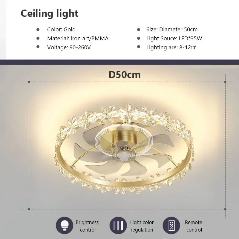 plafonnier led moderne avec ventilateur éclairage silencieux intelligent - vue 13 sur 15