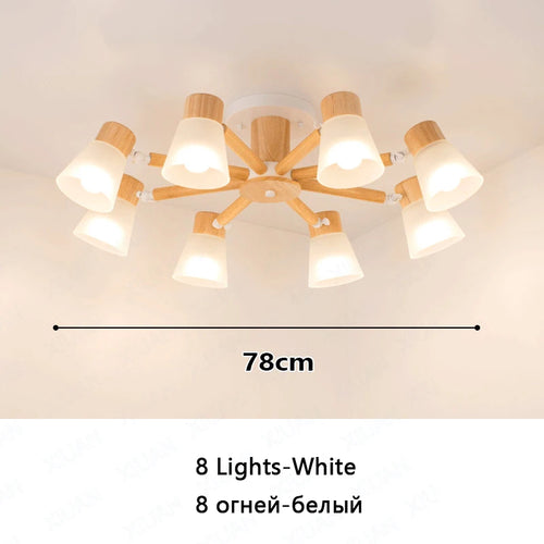 lustre nordique décoratif en verre et bois - vue 13 sur 14