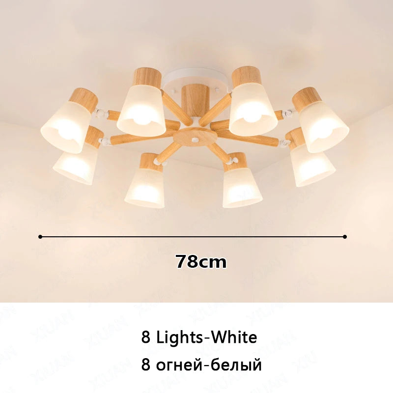 lustre nordique décoratif en verre et bois - vue 13 sur 14