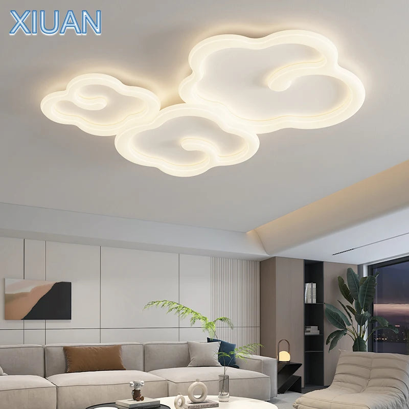 lustre scandinave nuage blanc avec télécommande optionnelle led - vue 3 sur 16