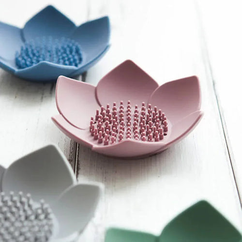 boîte à savon lotus antidérapante en silicone portable - vue 3 sur 9
