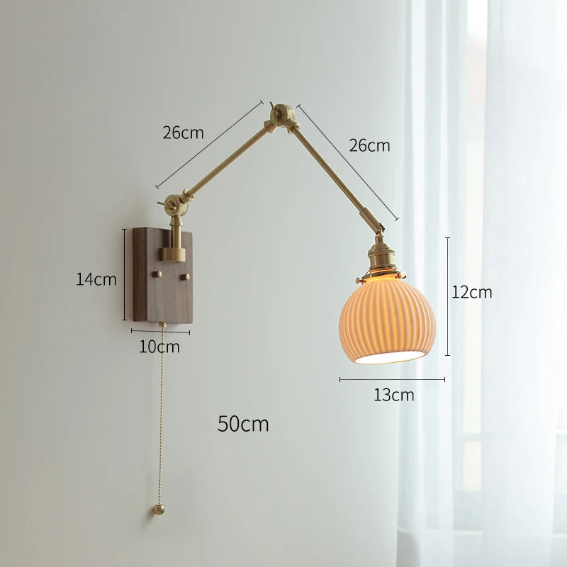iwhd Applique murale led pivotante en cuivre avec interrupteur à chaîne - vue 14 sur 23