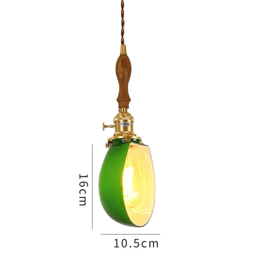 Suspension vintage style américain en cuivre bois et verre - vue 28 sur 30