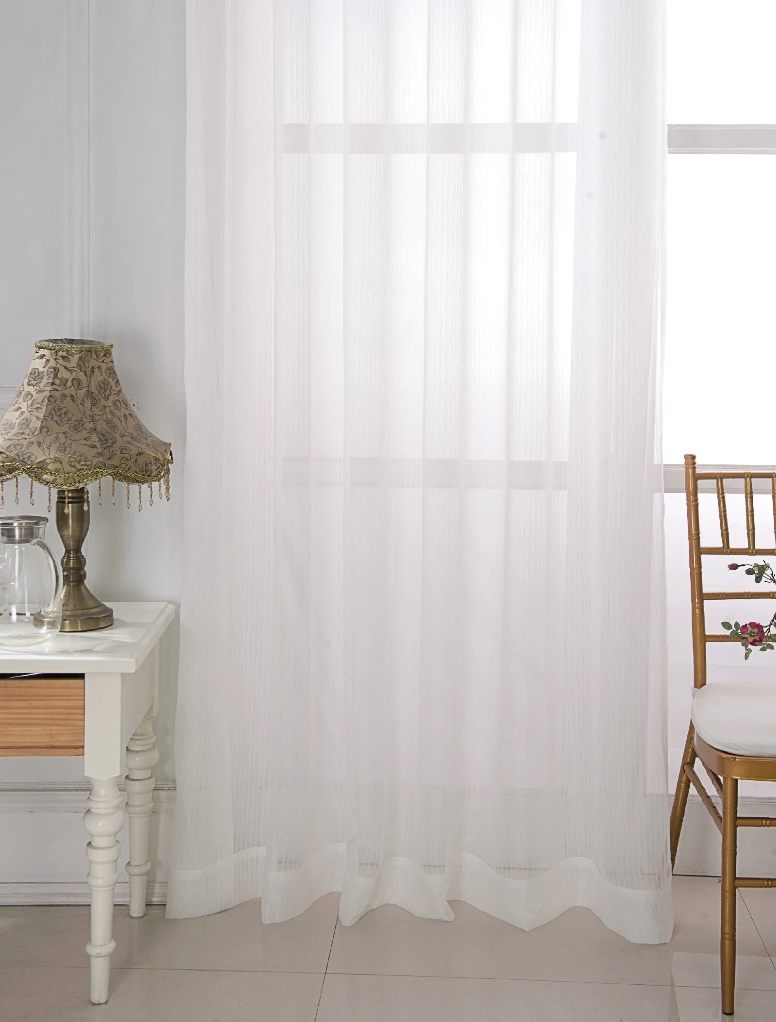 Voilage tulle motifs floraux géométriques style européen fenêtre - vue 4 sur 8