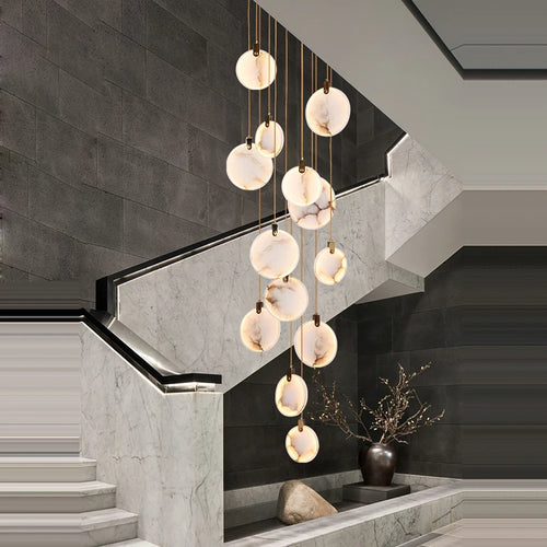 Lustre artistique LED en marbre doré à intensité réglable - vue 6 sur 25