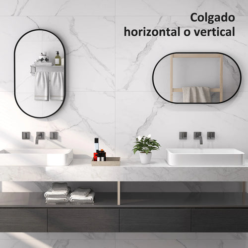 miroir ovale avec cadre en aluminium noir pour décoration intérieure - vue 7 sur 7