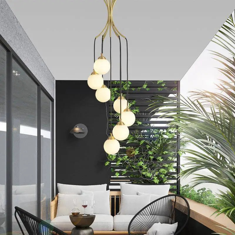 lustre à led art déco en cuivre pour éclairage élégant - vue 4 sur 8