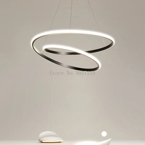 lustre circulaire moderne led éclairage suspendu nordique - vue 4 sur 10