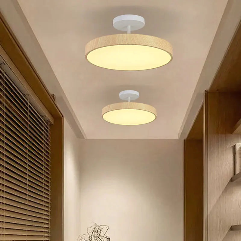 plafonnier moderne rond imitation bois pour intérieur élégant - vue 4 sur 14