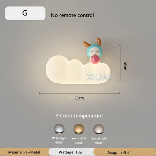 applique murale nordique led pour enfants motifs animaux lune soleil - vue 10 sur 13