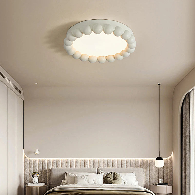 Plafonnier LED circulaire de Style crème nordique - vue 3 sur 9
