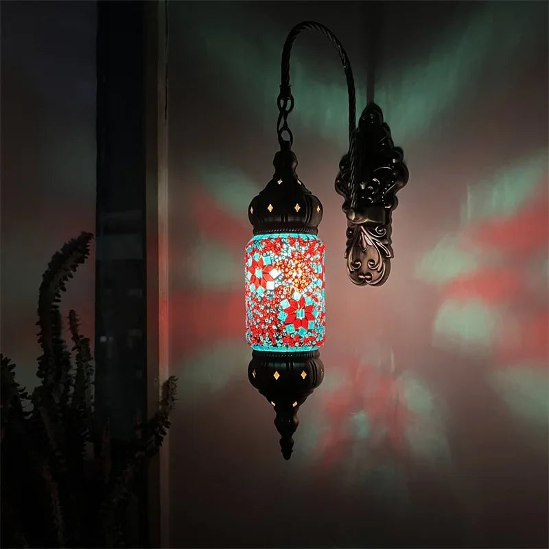 appliques murales méditerranéennes style bohème rétro mosaïque LED - vue 3 sur 11