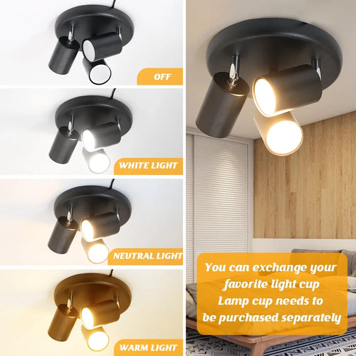 projecteur led de surface avec 3 lumières rotatives pour décoration moderne - vue 7 sur 8